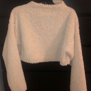 Crop Fuzzy Funnel neck Sweater